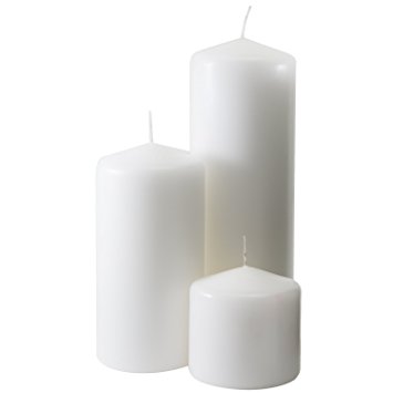 1 Set of 3" Pillar Candles (3 Candles) for Wedding, Birthday, Holiday & Home Decoration, 3x3, 3x6, 3x9, White Wax, by Royal Imports