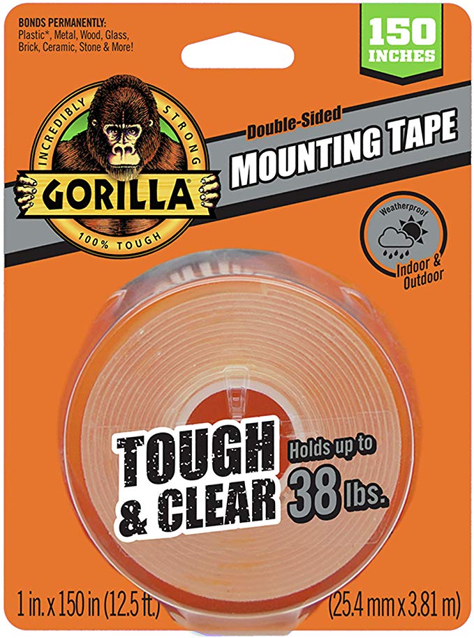 Gorilla 6036002 Tough & Clear XL Mounting Tape, 150 inches, Clear