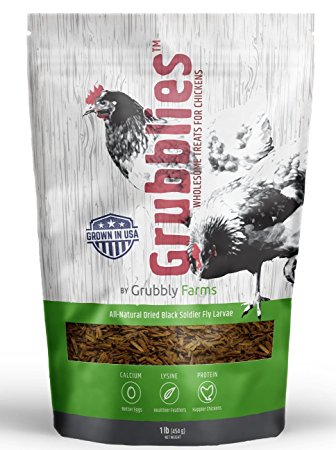 Grubblies Wholesome Treats for Chickens - USA Grown Dried Black Soldier Fly Larvae