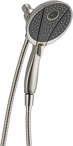 Delta Faucet 4-Spray In2ition Dual Shower Head with Handheld Spray, Brushed Nickel Shower Head with Hose, Handheld Shower Heads, Showerheads & Handheld Showers, Stainless 58467-SS