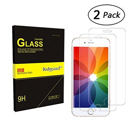 Screen Protector for iPhone 6 6S , Bodyguard 2-Piece Tempered Glass Screen Protection Film for iPhone 6 4.7'' 9H HD Clear ( Cover Only Flat Area )