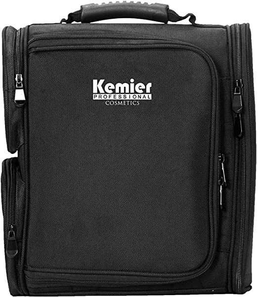 Kemier Makeup Bag Protable Artist Backpack Makeup Travel Case Makeup Organizer Bag Toiletry Bag Cosmetic Bag With Pouches- Black