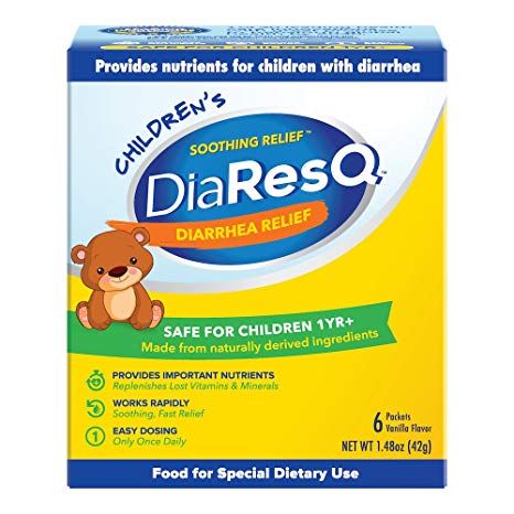DiaResQ Children's Soothing Diarrhea Relief - (Vanilla, 6 ct) Fast-Acting Diarrhea Relief that is Safe, Drug-Free, and Effective in Relieving Diarrhea for Children 1 Yr. and Older