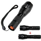 Refun A100 900 Lumen Handheld Flashlight LED Cree XML T6 Water Resistant Camping Torch Adjustable Focus Zoom Tactical Light Lamp for Outdoor SportsPowered By 118650 Or 3AAA Battery Not Included