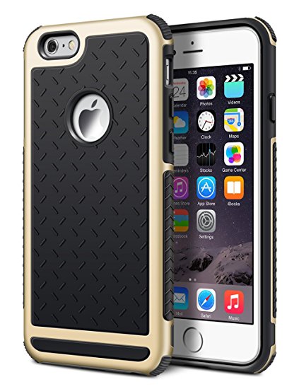 iPhone 6 Case, iPhone 6S Case, DACHUI Apple iPhone 6S Cover Slim Case Protective Double Color Back Shell Bumper Case Durable TPU Cover for iPhone 6/6S (Black Gold)