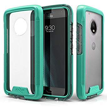 Zizo ION Series compatible with Motorola moto g5 Plus Case Military Grade Drop Tested with Tempered Glass Screen Protector TEAL CLEAR