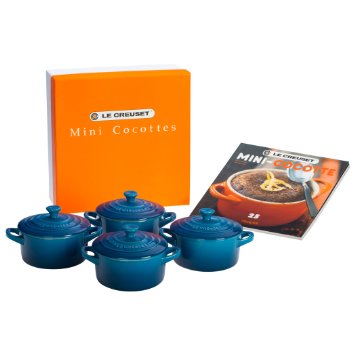 Le Creuset Set of 4 Mini Cocottes with Cookbook Marseille