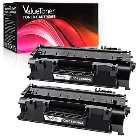 Valutoner Compatible Toner Cartridge Replacement for HP 80A CF280A 05A CE505A to use with Laserjet Pro 400 M401n, M401dn, M401dne, MFP M425dn, M425dw,Laserjet P2055DN Printer (2 Black)