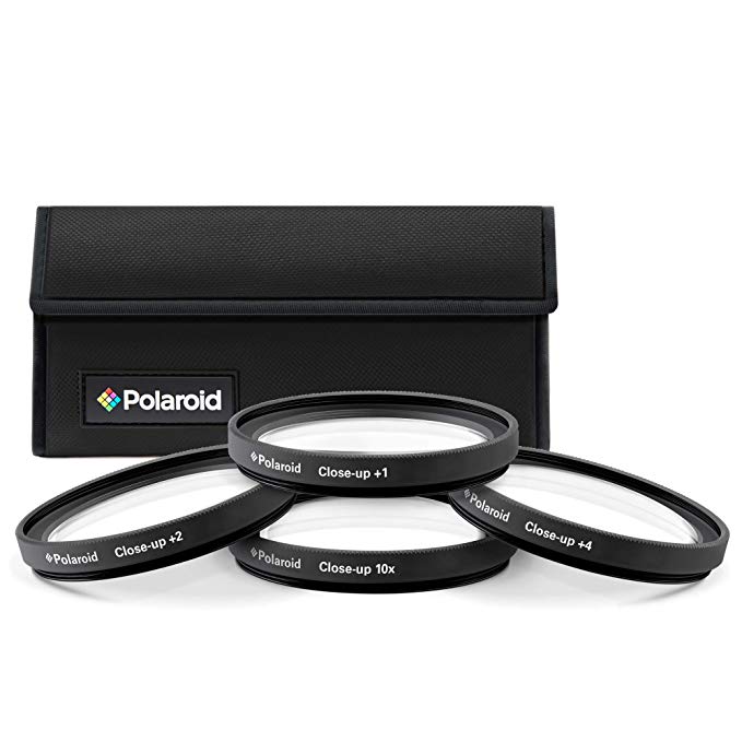 Polaroid Optics 4-Piece Filter kit Set for Close-Up Macro Photography; Includes  1,  2,  4 and  10 Diopter Filters and Nylon Carry Case, 52 mm