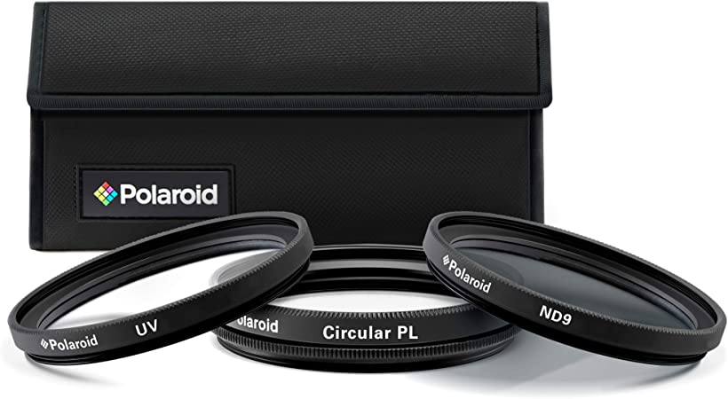 Polaroid Optics 77mm 3-Piece Filter Kit Set [UV,CPL,FLD,& Neutral Density] includes Nylon Carry Case – Compatible w/ All Popular Camera Lens Models