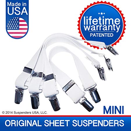 The Original New and Improved Sheet Suspenders ( grippers, fasteners,holders) Brand Mini's. More Adjustable than a Band.