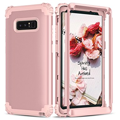 Note8 Case, Galaxy Note 8 Case,BENTOBEN 3 In 1 Hybrid Hard PC & Soft Silicone Heavy Duty Bumper Shockproof Anti Slip Full-Body Protective Phone Case for Samsung Galaxy Note 8(2017 Ver.) Rose Gold/Pink