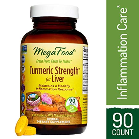 MegaFood - Turmeric Strength for Liver, Curcumin Support for a Healthy Inflammation Response and Liver Health with Milk Thistle, Schisandra Berry, Vegetarian, Gluten-Free, Non-GMO, 90 Tablets (FFP)