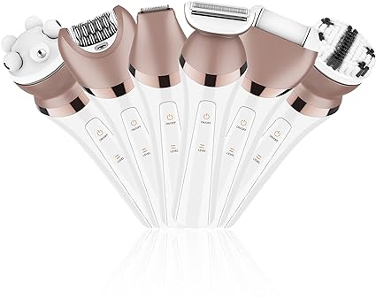 Solimpia Epilator for Women Electric Lady Shaver Raozr Pubic Hair Bikini Trimmer Body Hair Removal Face, Legs and Underarm Wet Dry with LED Light 6 in1
