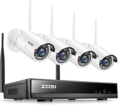 ZOSI 8CH 1080P Wireless Security Camera System, H.265  8Channel 2MP CCTV NVR Recorder,4pcs 1080P WiFi IP Camera Outdoor Indoor,80ft Night Vision,Motion Alert,Mobile&PC Remote Access (No Hard Drive)