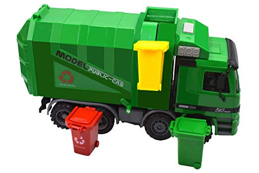 Blomiky 14.5 Inch Large Size Kids Push Toy Vehicles 3pcs trashes Inertia Automatic Lifting Kids Toys Children Gift Garbage Truck Green