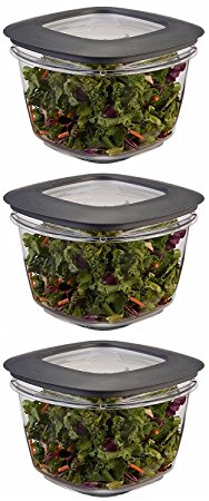 Rubbermaid Premier Food Storage Container, 7 Cup, Grey (3 Pack)