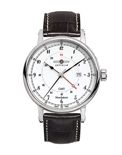 Graf Zeppelin Nordstern Series Swiss Quartz GMT Watch with Coin-Edge Case 7546-1