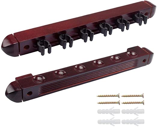 GSE Games & Sports Expert 6/8/12 Pool Cue Wall Mounted Rack. Billiard Cue Sticks Wall Rack (Several Colors Available)