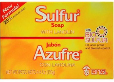 Grisi Bio Sulfur Soap with Lanolin, 4.4 oz (Pack of 3)