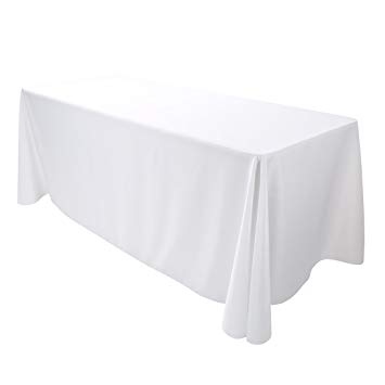E-TEX 90x132-Inch Polyester Oblong Tablecloth Fit for 6Ft. Rectangular Table White