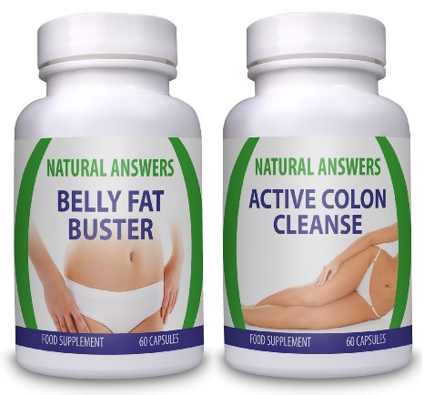 Belly Fat Buster and Active Colon Cleanse Combo by Natural Answers - Premium Quality Dietary Supplement - Pure Appetite Suppressant Formula - Maximum Strength Fat Burning Supplement Pills - 1 Month Supply - Extreme Tummy Fat Reducer - Trim Shape Fast - Colon Cleanse and Detox Tablets - Manufactured in the UK