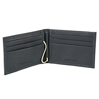 Alpine Swiss Mens Genuine Leather Spring Loaded Bifold Money Clip Wallet