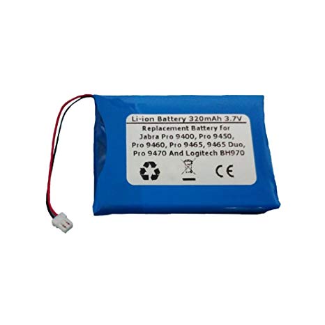 320mAh/3.7V Replacement Battery for Jabra Pro 9400, Pro 9450, Pro 9460, Pro 9465, 9465 Duo, Pro 9470 And Logitech BH970 Wireless Headsets