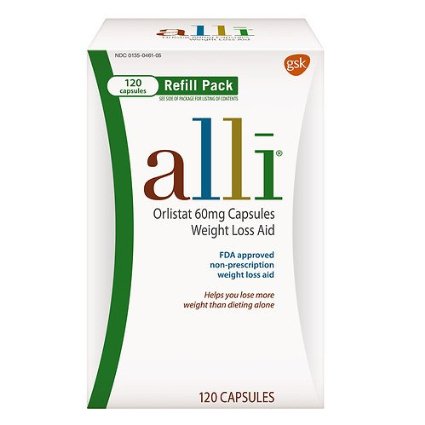 Alli Orlistat 60mg Capsules Weight Loss Aid Refill 120 ea(Pack of 2)