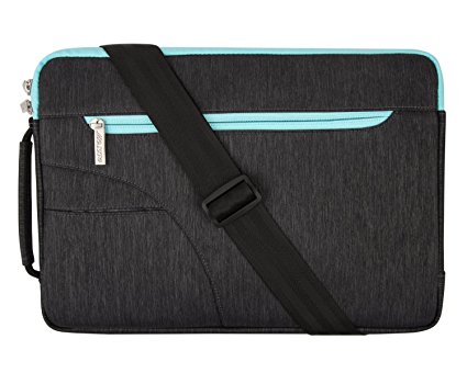 Mosiso Polyester Fabric Sleeve Case Cover Laptop Shoulder Briefcase Bag for 15-15.6 Inch MacBook Pro, Ultrabook Netbook Tablet, Black