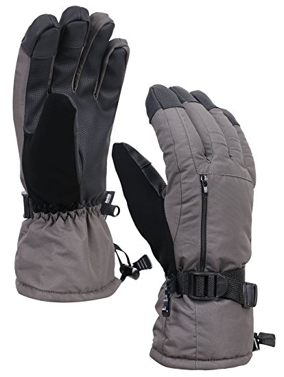 Verabella Men's Thinsulate Lined Touchscreen Snow Ski Gloves w/ Zipper Pocket