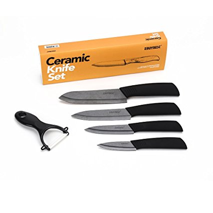 EBUYBEST Ceramic Knives Set,With Sheaths 5 Pieces 3 Inch 4 Inch 5 Inch 6 Inch Ceramic Knife and Peeler and Cover Gift Kitchen Tool Chef Zirconia Knife