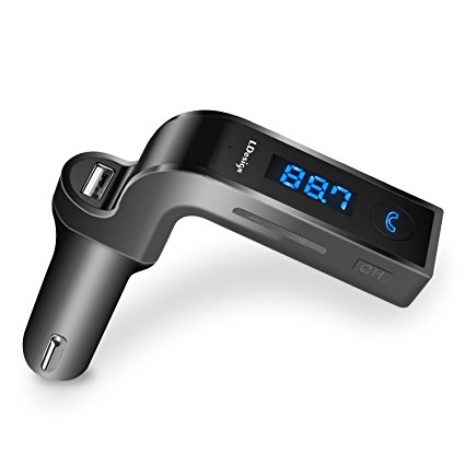 Bluetooth FM Transmitter, LDesign Wireless In-Car FM Adapter Car Kit with Handsfree Call | AUX Input | HD 4-Modes Music Play | Safe USB Car Charge for iPhone, Samsung and other Smartphone,Tablet (grey)