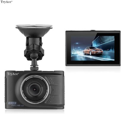 TryAce1080P Full HD Car DVR Monitoring Ultra Thin Driving Recorder Mini Video Camera 170 Super Wide Travelling DVR BLACK