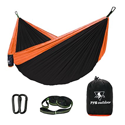 Camping Hammock - PYS Parachute Nylon Hammock with Tree Straps with Max 1000 lbs Breaking Capacity,Lightweight Carabiners Included For Backpacking or Hiking