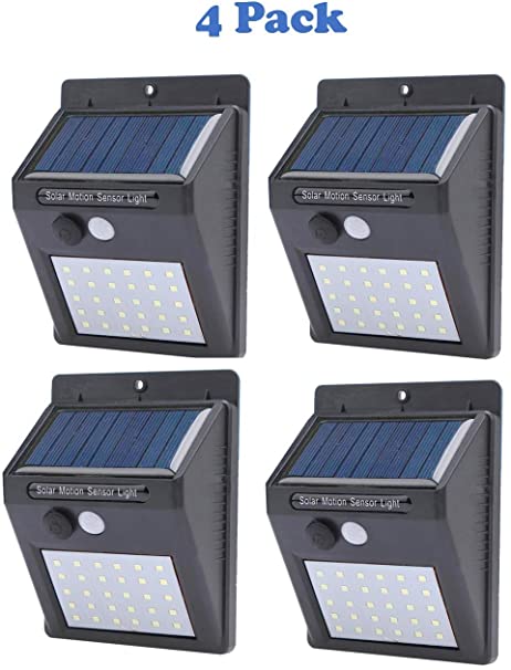 Solar Motion Sensor Lights Outdoor 3 Working Modes LED Wireless Rechargeable Water Proof Fence Lights, Garage, Patio, Fence (4 Pack) by InnoTechSolutions