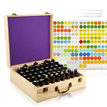 Essential Oil Wooden Box Organizer, Large Wood Storage Case 66 Slots Can Holds up to 120 Oils Bottles Fits 5ml 10ml Roller Bottles & 5ml 10ml 15ml 20ml 30ml and 50ml Oils Bottles