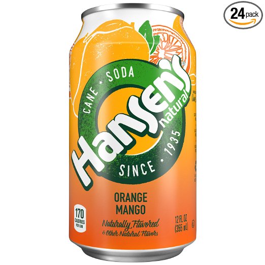 Hansen's Natural Cane Soda (Orange Mango, 12 fl oz, Pack of 24)