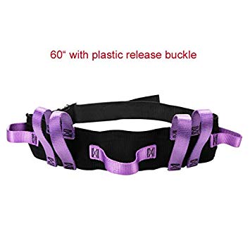 Gait Belt Transfer Walking Belt with Multi Handles- Medical Nursing Walking Assist Aid for Elderly, Seniors, Therapy (7 Purple Handles 60",Plastic Release Buckle)