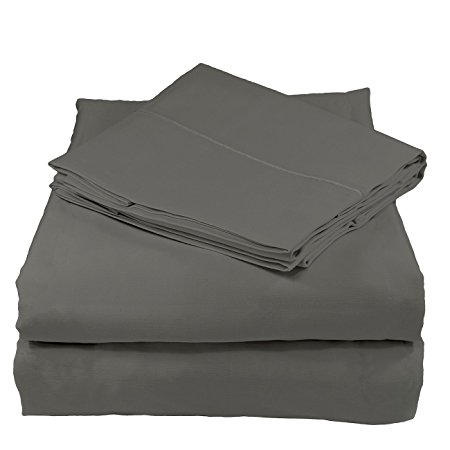 Organic Cotton Sheets Set by Whisper Organic- GOTS Certified, 400 Thread Count, Sateen , (Full, Dark Grey)