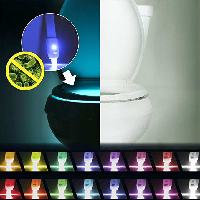 Illumibowl Germ Defense LED Toilet Night Light - Germ Fighting Bright Motion Sensor Light with Endless Color Combinations - Universal Toilet Fit - As Seen on Shark Tank