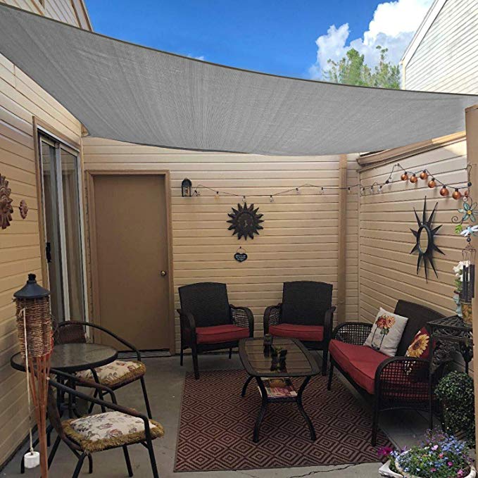 Artpuch Sun Shade Sail 7'x13' Rectangle Canopy Grey Cover for Patio Outdoor Backyard Shade Sail for Garden Pool Playground