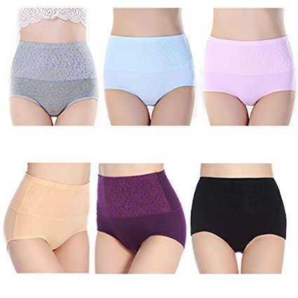 Sujisi Women's No Pinching No Problems Mid-Rise Modern cotton Stretch waist training Brief Panties 6 Pack