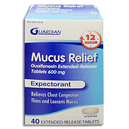Guardian Mucus Relief 12 Hour Extended Release Guaifenesin, Chest Congestion Expectorant Tablets (40 Count, 600mg)