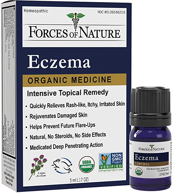 Forces Of Nature – Natural, organic eczema Care (5ml) Non Gmo, No Harmful Chemicals or Steroids –Relieve Dry, Itchy, Red, Irritated Skin While Soothing, Restoring Skin