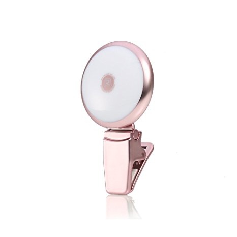 Remax Rechargeable Portable Mini Selfie Ring Fill Light for all the Smart Phones With 9 different levels of brightness (Rose gold)