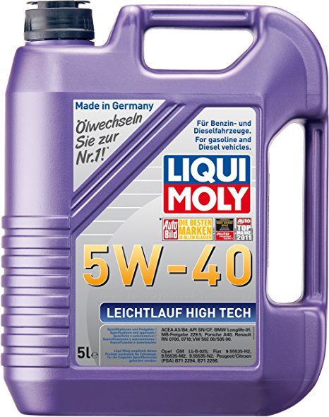 Liqui Moly (2332) 5W-40 Leichtlauf High Tech High Ash Synthetic Engine Oil - 5 Liter Jug