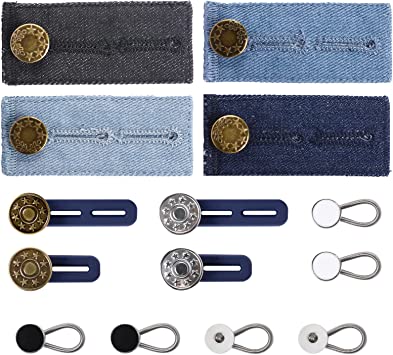 Button Extenders for Jeans,14 Pcs Collar Extenders for Mens Button Extender for Pants Shirts Comfy Invisible Collar Neck Extenders Adjustable Elastic Waist Extender Button, No-Sew Extend Buttons