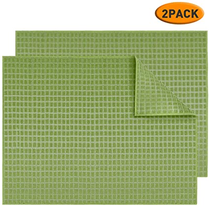 Microfiber Dish Drying Mat 2 Pack, Topsky 20 X 15 Inch Kitchen Counter Mats Reversible Baby Bottles Dish Dry Pad,Super Absorbent, Green