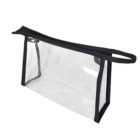 Clear Makeup Bag, BuyAgain Multi-purpose Transparent Waterproof Toiletry Bag with Zipper Travel Cosmetic Pouch Black